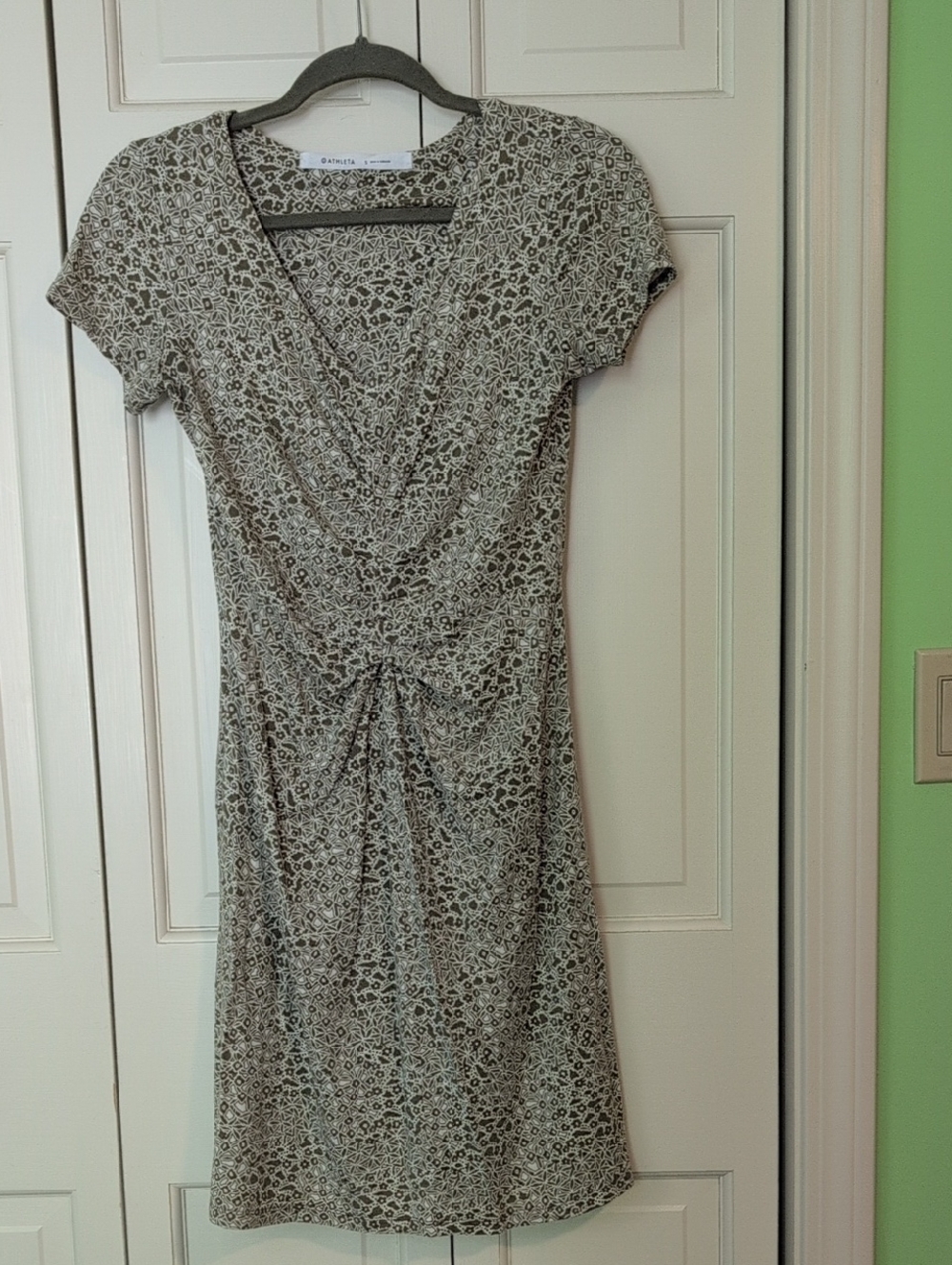 Athleta Neutral Printed Midi Dress with Twist Front